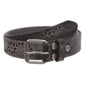 1 1/4" Snap On Embossed Floral Leaf Perforated Vintage Soft Cowhide Full Grain Thick Leather Casual Jean Belt