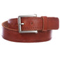 Men's Embossed Stitch-Hole Edged Vintage Cowhide Thick Leather Casual Jean Belt