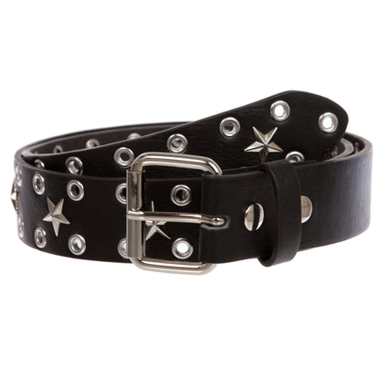 Silver Star Grommets Studded Leather Jean Belt