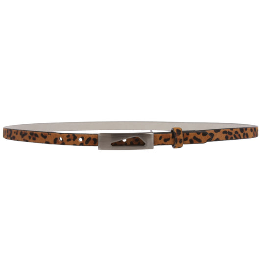 Women's 1/2"(15mm) Women's Snap On Faux Leopard Animal Fur Skinny Non Leather Belt