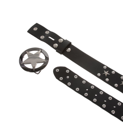 Texas Star Cowhide Leather Studded Belt, Removable Buckle