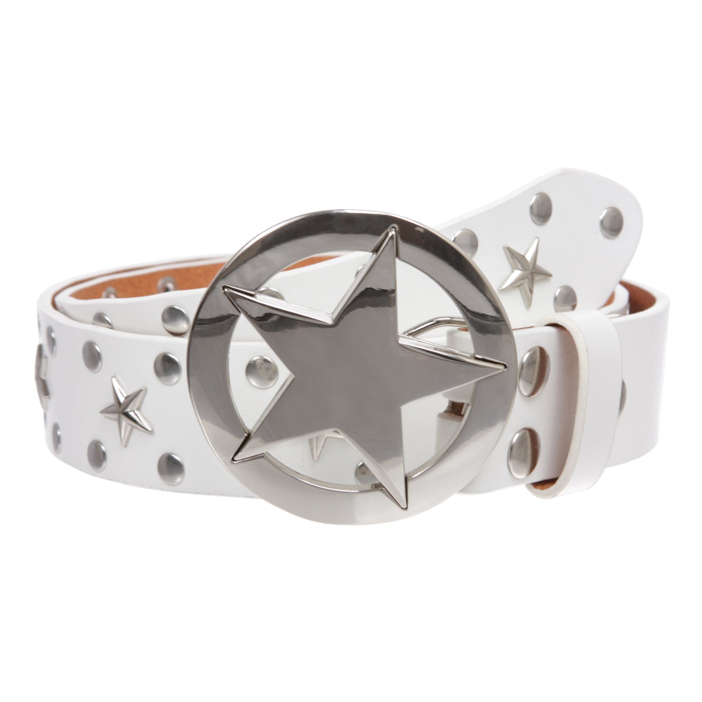 Texas Star Cowhide Leather Studded Belt, Removable Buckle
