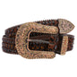 Women's Western Leopard Zebra Print Calf Hair Rhinestone Rivet Detailing Belt