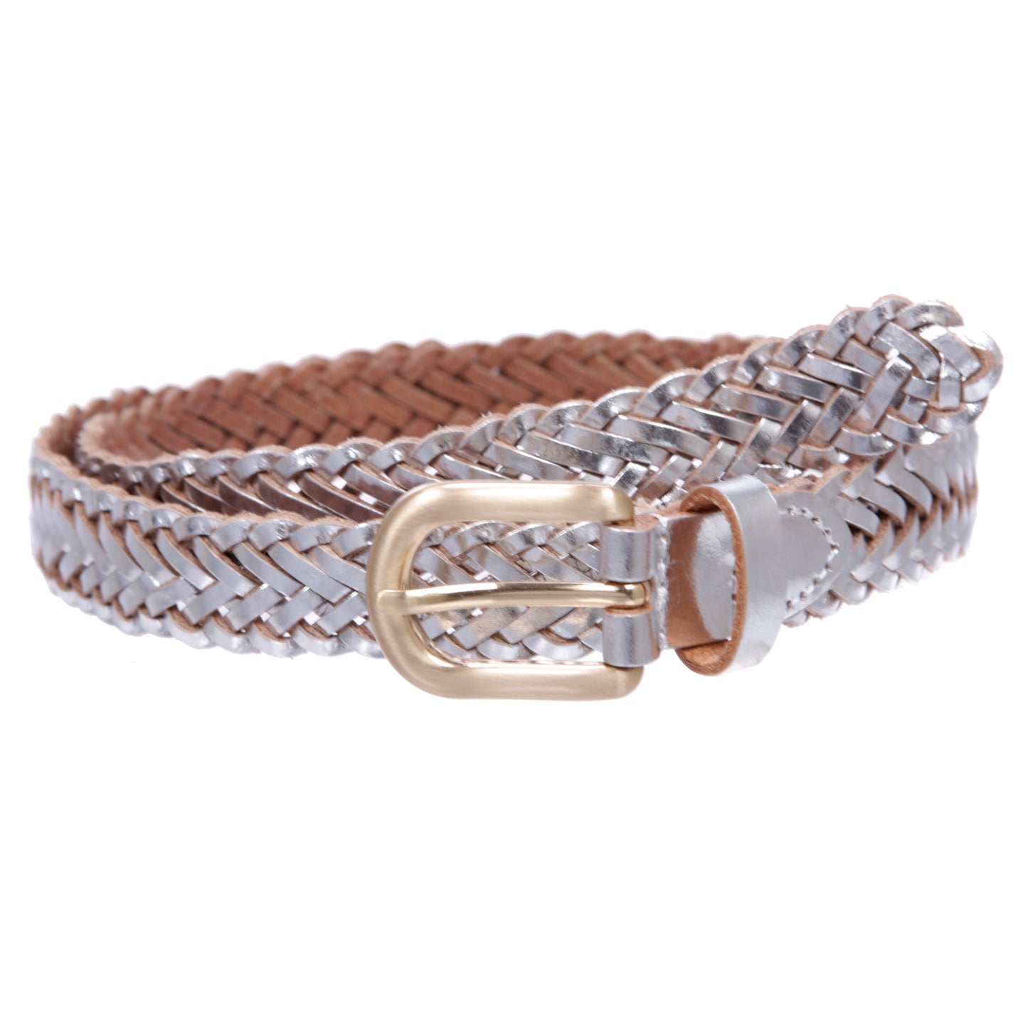 Classic 3/4" (20mm) Skinny Braided Woven Narrow Soft Cowhide Leather Belt