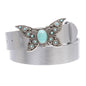 Women's Casual Jean Belt with Perforated Turquoise Stone Butterfly Belt Buckle