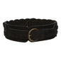 Women's 3" Wide Cow Suede Round Disc Braided Waist Belt with Round Buckle