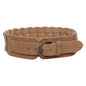 Women's 3" Wide Cow Suede Round Disc Braided Waist Belt with Round Buckle
