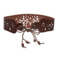 Leather Corset Belt with Floral Cutout - Lace-Up Front or Back Styling