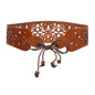Leather Corset Belt with Floral Cutout - Lace-Up Front or Back Styling