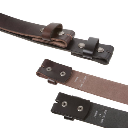 Genuine Full Grain Leather Replacement Belt Strap with Snaps on 1-1/2"(38mm) Wide