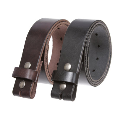 Genuine Full Grain Leather Replacement Belt Strap with Snaps on 1-1/2"(38mm) Wide