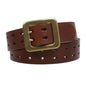 1.5" Leather Belt with double-prong Brass Buckle & Snap-On Strap for Men and Women