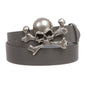 Unisex Skull Crossbones Buckle Snap-On Belt – 1.5" Wide