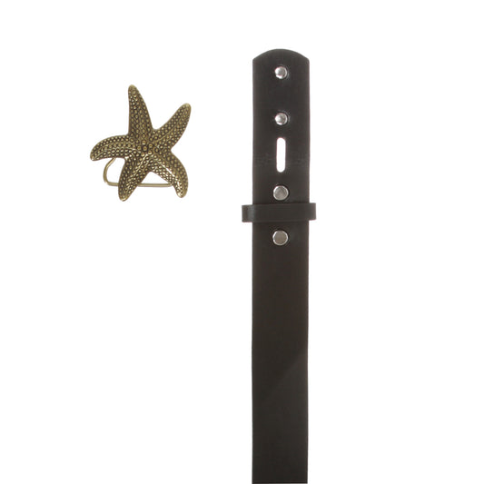 Unisex Starfish Buckle Snap-On Belt – 1.5" Wide, 19-Color Options
