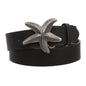 Unisex Starfish Buckle Snap-On Belt – 1.5" Wide, 19-Color Options