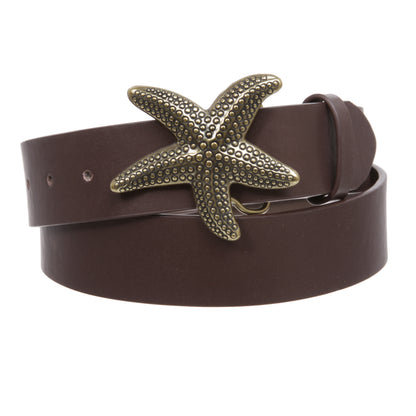 Unisex Starfish Buckle Snap-On Belt – 1.5" Wide, 19-Color Options
