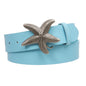 Unisex Starfish Buckle Snap-On Belt – 1.5" Wide, 19-Color Options
