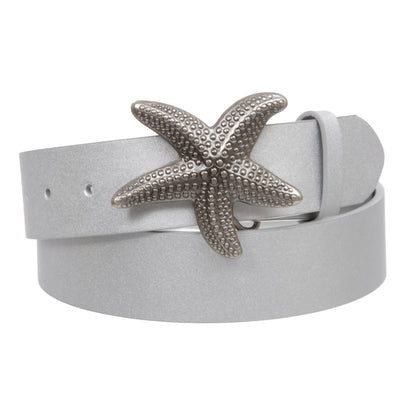 Unisex Starfish Buckle Snap-On Belt – 1.5" Wide, 19-Color Options