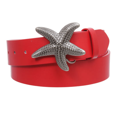 Unisex Starfish Buckle Snap-On Belt – 1.5" Wide, 19-Color Options