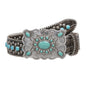 Western Concho Belt with Turquoise Stones and Removable Buckle - 1 1/2" Wide