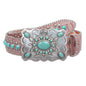 Western Concho Belt with Turquoise Stones and Removable Buckle - 1 1/2" Wide