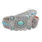 Western Concho Belt with Turquoise Stones and Removable Buckle - 1 1/2" Wide