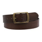 100% Leather Casual Belt with Center Bar Oval Buckle - Snap-On, 1.5" Wide, Big & Tall