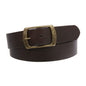 100% Leather Casual Belt with Center Bar Oval Buckle - Snap-On, 1.5" Wide, Big & Tall