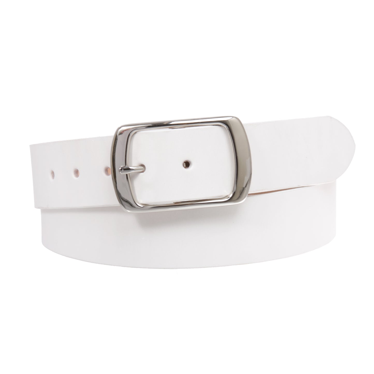 100% Leather Casual Belt with Center Bar Oval Buckle - Snap-On, 1.5" Wide, Big & Tall