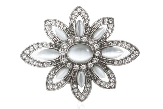 Rhinestone Flower Perforated Belt Buckle