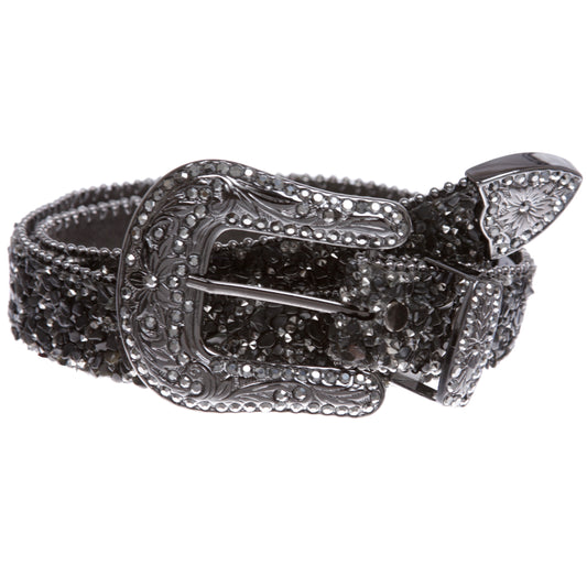 Western Cowboy Rhinestone Bling Mesh Stone Belt - Multi Color Options