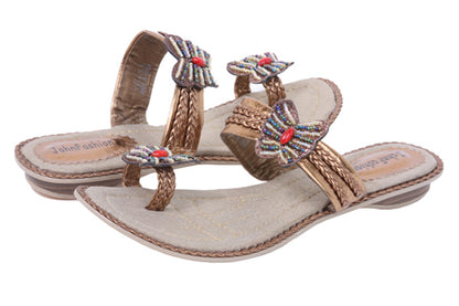 Womens JOHN FASHION Metallic Embroidery Butterfly Beads Sandal