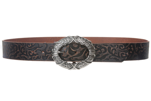 40mm Soft Hand Embossed Vintage Genuine Leather Belt