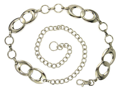 Ladies Metal Oval Circle Chain Belt