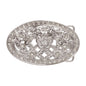 1 1/2" Antique Silver Brass Oval Perforated Engraved Crystal Rhinestone Western Floral Belt Buckle