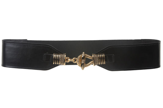 2 1/2 Inch High Waist Elastic Belt with Hook & Toggle Buckle