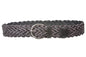 Womens 2" (50 mm) Round Braided Woven Vintage Distressed Leather Belt