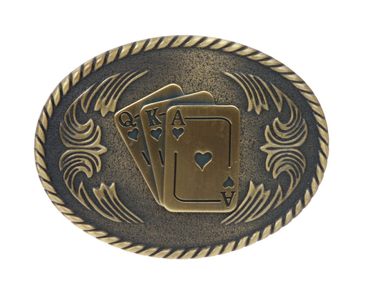 Oval Playing Cards Spades of Ace King Queen Belt Buckle