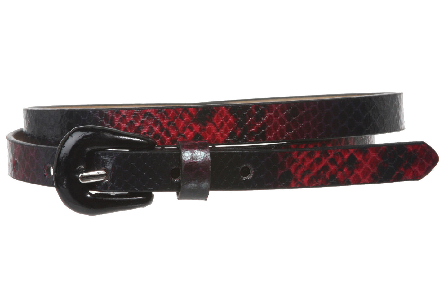 Ladies Snake Print Non leather Skinny Belt