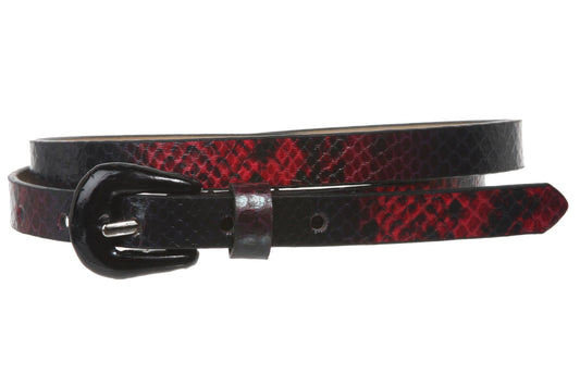 Ladies Snake Print Non leather Skinny Belt