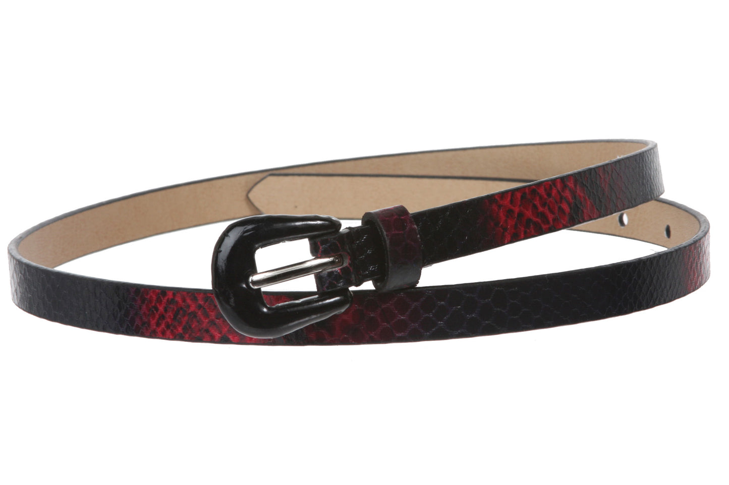 Ladies Snake Print Non leather Skinny Belt