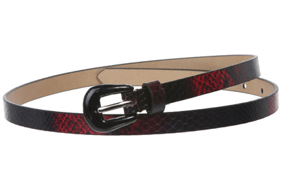 Ladies Snake Print Non leather Skinny Belt