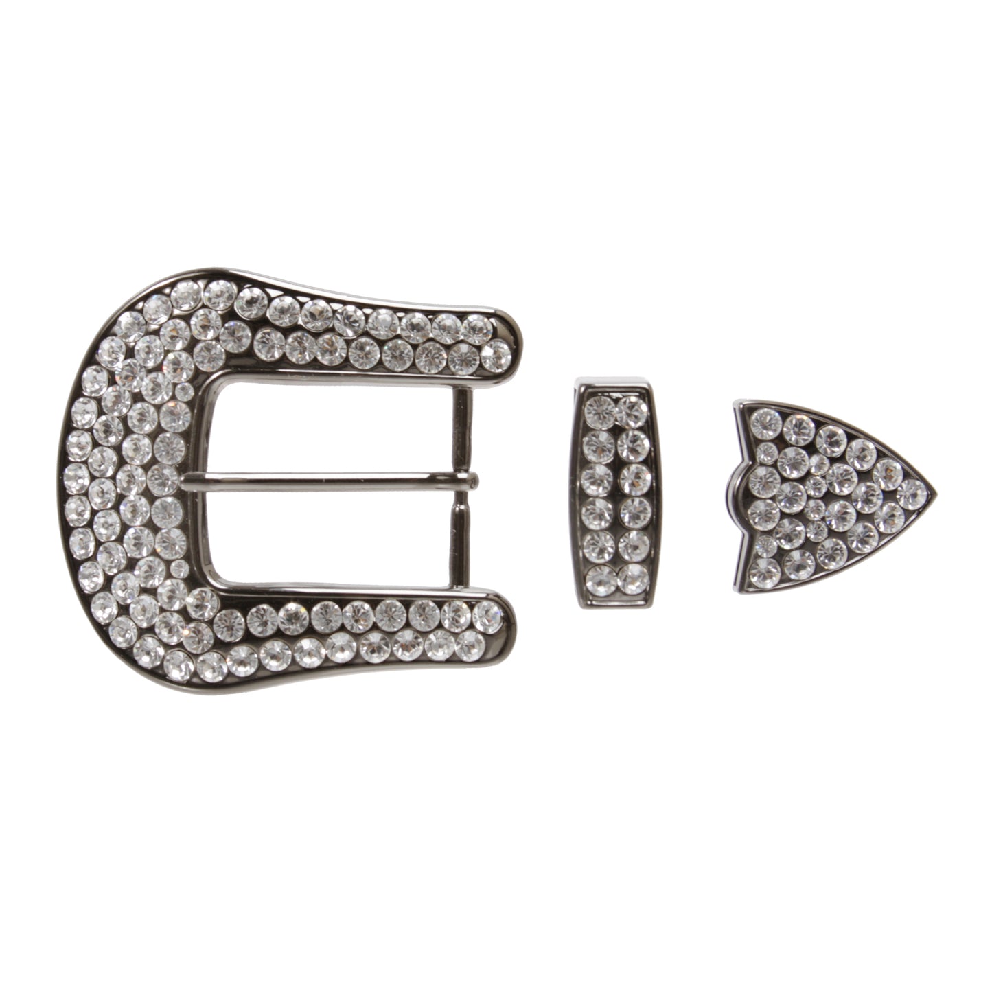 Western Single Prong Rhinestone Belt Buckle Set for Replacement or Leather Craft 1-1/2"