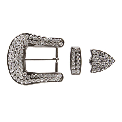 Western Single Prong Rhinestone Belt Buckle Set for Replacement or Leather Craft 1-1/2"