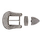Western Single Prong Rhinestone Belt Buckle Set for Replacement or Leather Craft 1-1/2"