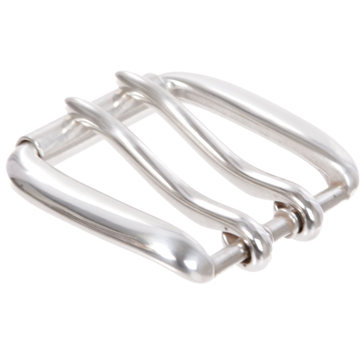 1 5/8" (42.5 mm) Silver Tone Rectangular Roller Double Prong Belt Buckle