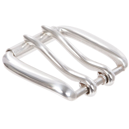 1 5/8" (42.5 mm) Silver Tone Rectangular Roller Double Prong Belt Buckle