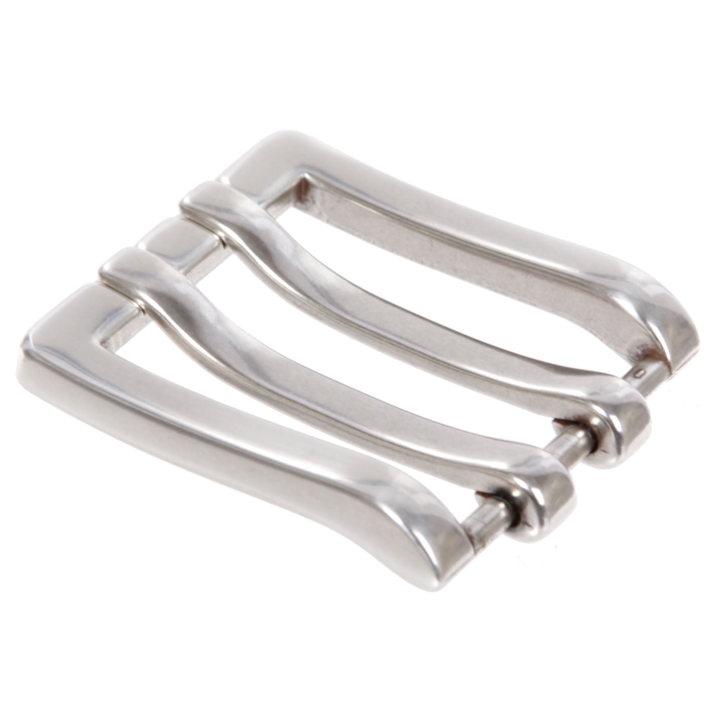 1 5/8" (40 mm) Silver Tone Rectangular Flat Double Prong Belt Buckle