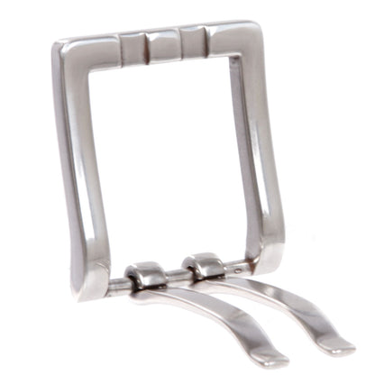 1 5/8" (40 mm) Silver Tone Rectangular Flat Double Prong Belt Buckle