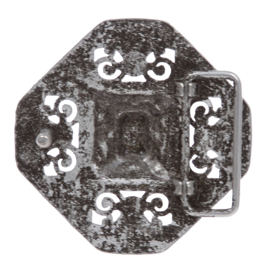 1 1/2" (38 mm) Western Engraving Hollow Out Perforated Floral Octagonal Rhombic Square Belt Buckle